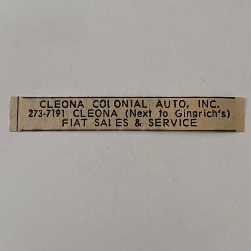Cleona colonial auto inc fiat - inc,